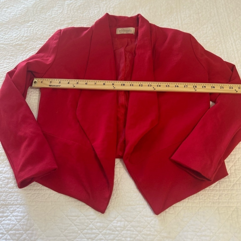 Anthropologie Philosophy Red Collarless Cropped Blazer. Size Small. - Picture 4 of 8